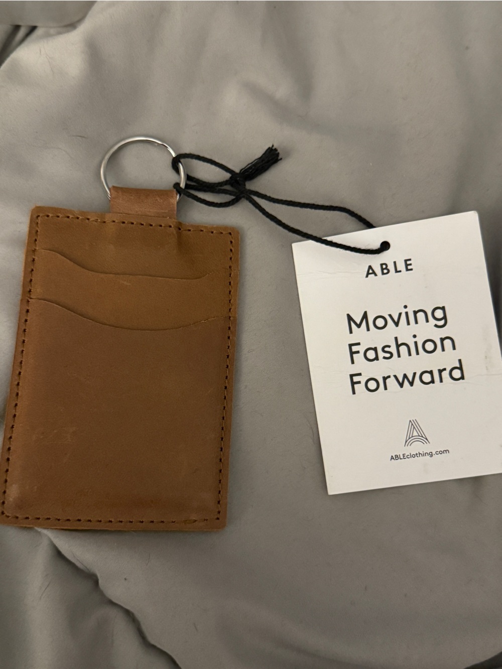ABLE Naomi Tan Leather Card Holder Key Ring